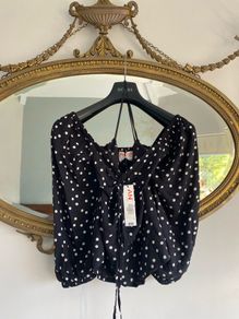 john lewis anyday polka dot top sweetheart neckline blouse New With Tags UK 8