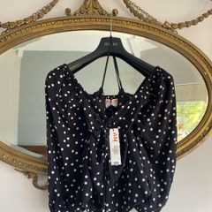 john lewis anyday polka dot top sweetheart neckline blouse New With Tags UK 8