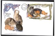 1996 Isle of Man Manx Cats Stamp Miniature Sheet on First Day Cover (FDC)