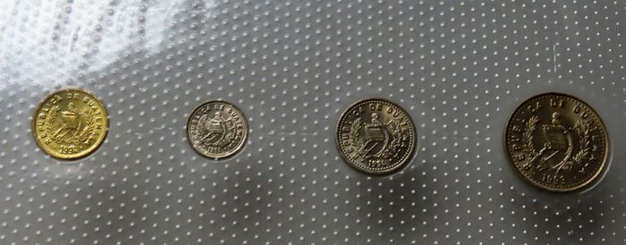 Guatemala Banknote + Coins + Stamp collector set vintage currency