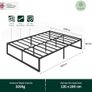 Double Bed Frame - 4ft6 (135 x 190 cm) - 14.2 Height - Metal Bed Base Image 5
