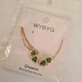 Shamrock Gold Steel Clover Necklace Saint Patrick's Day Emerald Green Heart Pendant jewellery Image 5
