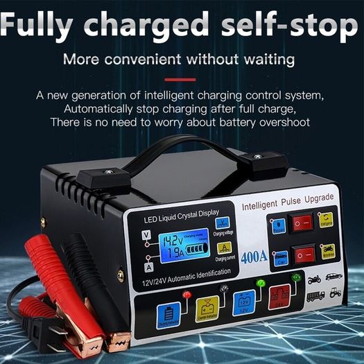 Smart Car Battery Charger  Automatic Pulse Repair with LCD Display