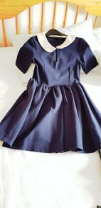 Zara Navy Dress with Cream Collar - Size XS
