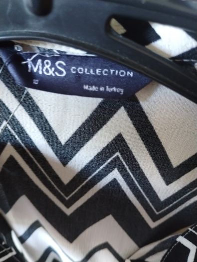 M&S Collection black and white chevron print dress - size 10
