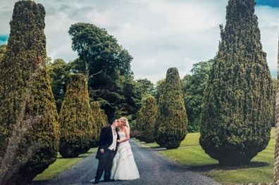 Beautiful duchess stain hand embroidered wedding dress