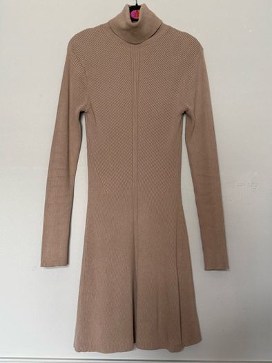 Zara beige ribbed knit turtleneck dress