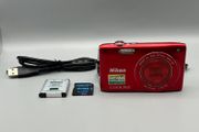 Nikon Coolpix S3300 16MP Digital Camera Red - Full Kit