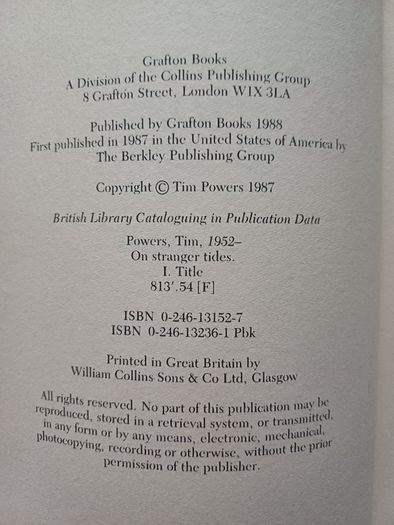On Stranger Tides by Tim Powers (Historical Fantasy Large Format 1st Edition Paperback 1988)