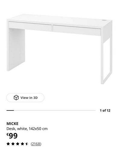 Desk White/vanity Micke Ikea