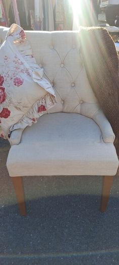 2 French Linen Dining chairs