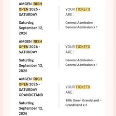 irish open 1 adult 1 child plus 2 x grandstand