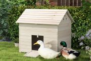 Wooden Duck House Poultry Coop for 2-4 Ducks with Openable Roof Raised Feet Air Holes Natural