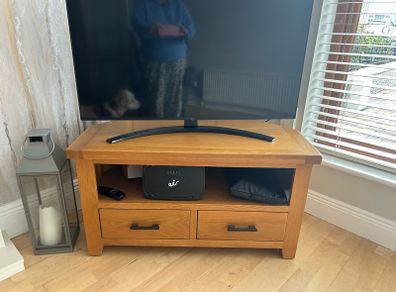 corner oak tv stand