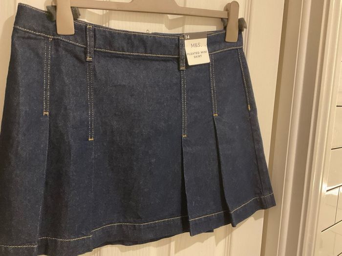 New denim pleated mini skirt MARKS AND SPENSERS