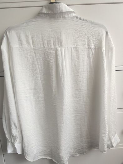 Stradivarius White Crinkle Oversized Shirt XL Brand New