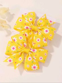 2pcs/pack flowers Printed Hair Clips