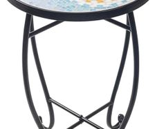 FREE P&P Mosaic Round Outdoor Accent Table,Plant Flower Stand,Round Side Table
