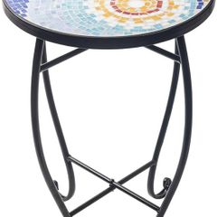 FREE P&P Mosaic Round Outdoor Accent Table,Plant Flower Stand,Round Side Table