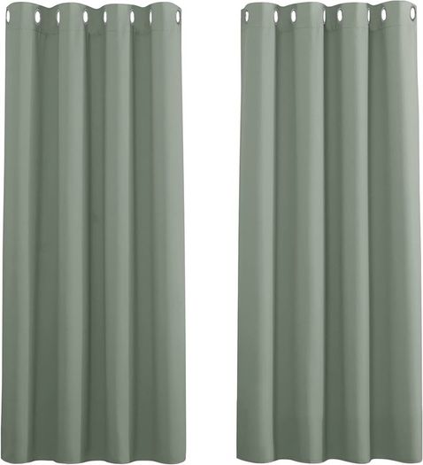 MULTIPLE SIZES/COLOURS AVAILABLE Thermal Blackout Curtains - Room Darkening Eyelet Curtains for living Room Energy Saving Privacy Protection Window Treatment Drapes for Bedroom Kitchen, Sage Green, 2 Panels, 46 x 54 Inch