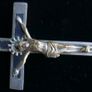 Antique pectoral cross crucifix ebony wood inlay - skull with crossbones Image 10
