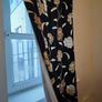 2 identical black floral curtains 180cm L and 114cm W Image 2