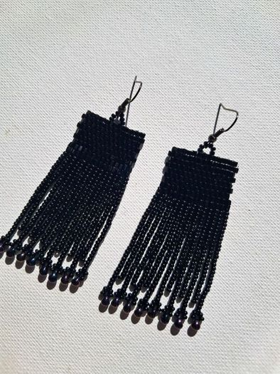 Pitch Black earrings, handbeaded