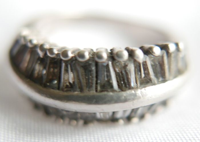Vintage Cubic Zirconia Sterling Silver 925 Fancy Large Cluster Ring size:O 6,78g