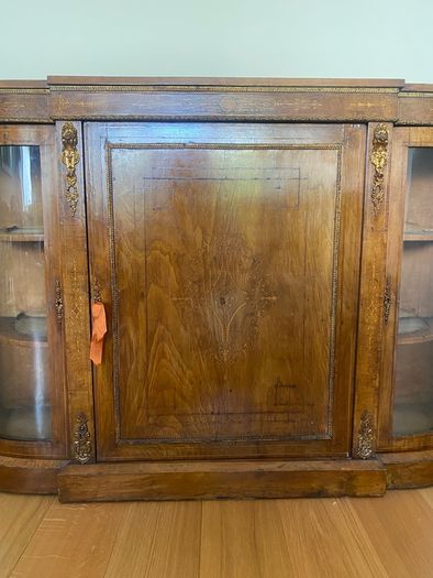 Antique Victorian Inlaid Credenza in Burr Walnut, 1860