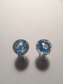 Blue and White glass cufflinks