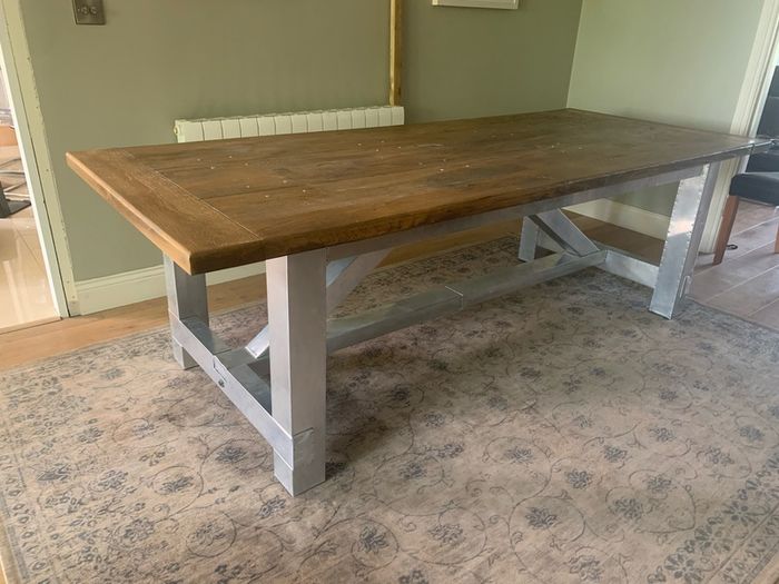 Oak Table with Aluminum Legs