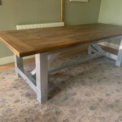 Oak Table with Aluminum Legs