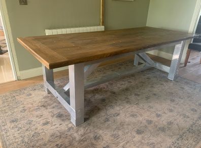 Oak Table with Aluminum Legs
