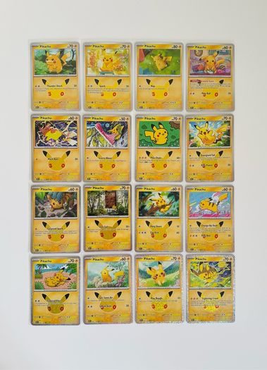 Pokemon 30th Anniversary TCG Pikachu Cards Lot English