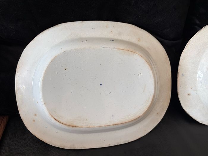 Vintage / Antique x2 Medium Size Blue Willow Oval Serving Platters