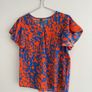 Pre Owned Cobalt Blue & Orange Abstract Print Flutter Sleeve Top Image 3