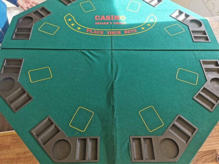 Poker Table Top And Case Of Chips.