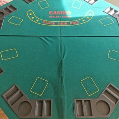 Poker Table Top And Case Of Chips.