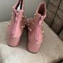 Pink Pearl Suede Ankle Boots Image 2