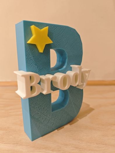 3D printed new baby letter