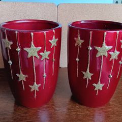 Christmas Glass Candle Holders (tall)