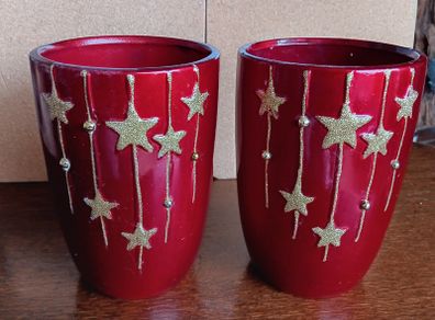Christmas Glass Candle Holders (tall)