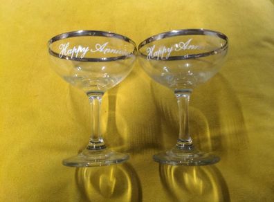RARE FIND - VTG 1973 Treasure Master Happy Anniversary  - Happy Couple Champagne Toast glasses