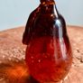 Large Vintage Amber Art Glass Pear Paperweight Hand Blown Bubble Glass Autumn Decor Image 7