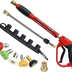 Deluxe Pressure Washer Gun, with Replacement Wand Extension, 5 Nozzle Tips, M22 Fitting, 40 Inch, 5000 PSI