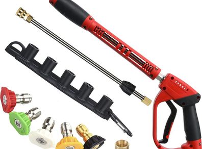 Deluxe Pressure Washer Gun, with Replacement Wand Extension, 5 Nozzle Tips, M22 Fitting, 40 Inch, 5000 PSI