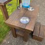 Hand made solid timber mud kitchen with stool with accessories Image 10