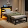 3ft Single Bed Frame with Charging Station and LED Lights Image 7