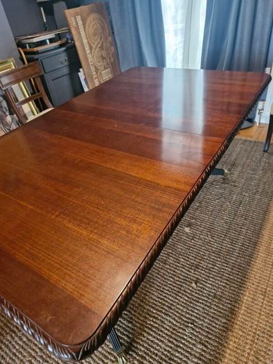 Mahogany Extendable Dining Table with Brass Castors
