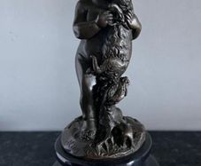 Paul Schmidt-Felling (1835-1920) Boy With Hare - Bronze, Marble, Signed